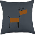 Cute Scandinavian Animals Designs Chic Deer Moose Scandinavian Elk Minimalism Reindeer Throw Pillow, 18x18, Multicolor