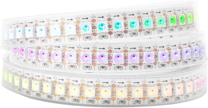 BTF-LIGHTING WS2812B IC RGB 5050SMD Pure Gold Individual Addressable LED Strip 3.28FT 144LED 144Pixel/m Flexible Full Color IP67 DC5V for DIY Chasing Color Project(No Adapter or Controller)