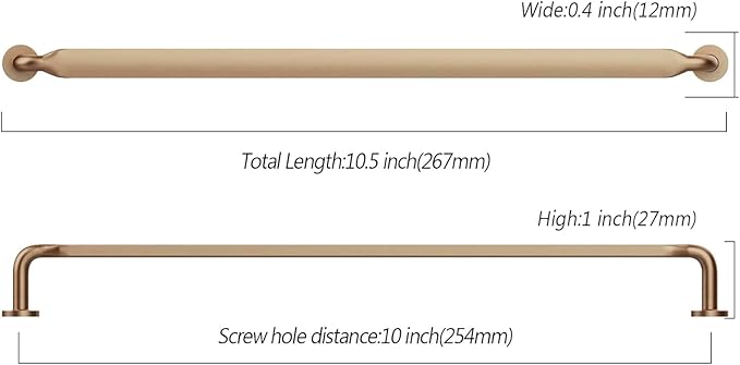Asidrama 10 Pack 10 Inch(254mm) Champagne Bronze Kitchen Cabinet Handles, Cabinet Pulls Kitchen Cabinet Hardware for Cupboard Drawer Pulls