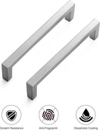 Ravinte 10 Pack Solid Kitchen Cabinet Handles Brushed Nickel Cabinet Pulls Slim Drawer Pulls with 5 Inch Hole Center Square Bar Kitchen Cabinet Hardware