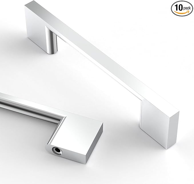 Asidrama 10 Pack 3.75 Inch(96mm) Polished Chrome Kitchen Cabinet Handles, Cabinet Pulls Kitchen Cabinet Hardware for Cupboard Drawer Pulls