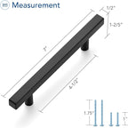 Ravinte Black Cabinet Handles 25 Pack 4-1/2 inch Matte Black Square Cabinet Pulls Kitchen Hardware 7 inch Overall Length Kitchen Drawer Pulls