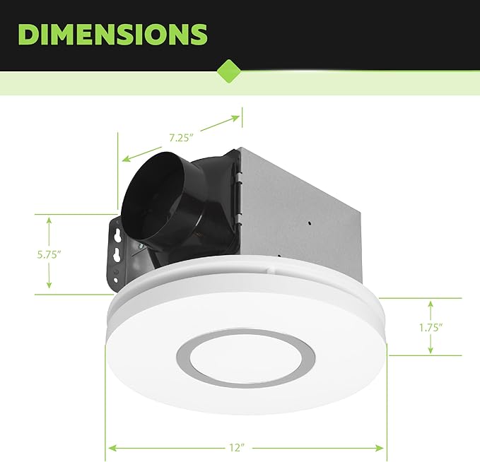 Homewerks 7141-80-RGB Bathroom Fan with Light LED Color Changing and Dimmable, SmartVent Humidity Sensing Ventilation Fan with Remote, 80 CFM 1.0 Sones