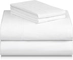 LuxClub 4 PC King Sheet Set, Deep Pockets Wrinkle Free Cooling Bed Sheets Hotel Bedding for Women, Men, Kids & Teens, Includes 1 Fitted Sheet, 1 Flat Sheet and 2 Pillowcases - Silky Soft White
