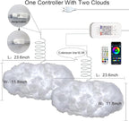 2PCS 3D Big Cloud lightning Light Kit Music Sync Warm Multicolor lightning Changing Strip Lights 360 Degree Wireless Remote APP NO DIY Coolest Decorations for Adults and Kids Indoor Home Bedroom