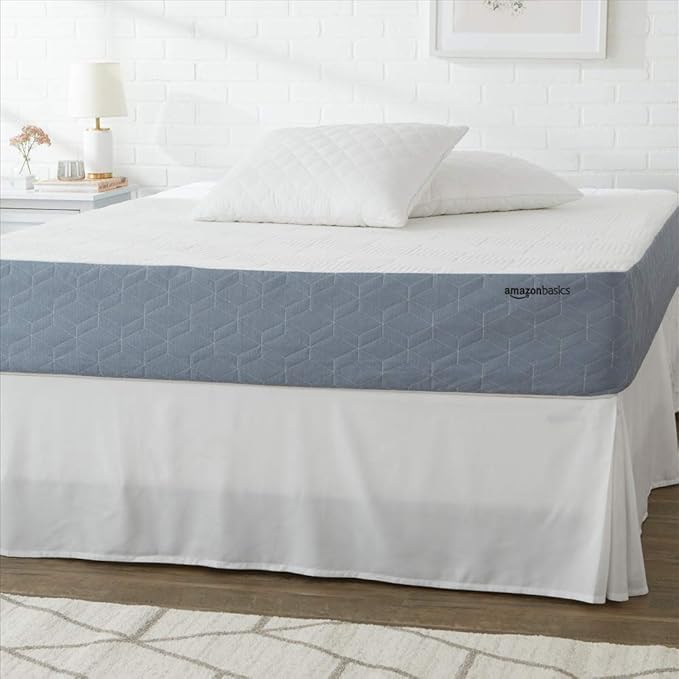 Amazon Basics Gel Memory Foam Mattress, Firm, Cooling, King Size Mattress, CertiPUR-US® Certified Foam, 80 x 76 x 10 inches, White/Gray