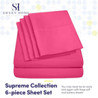 6 Piece Bed Sheet Set, Queen, Fuschia