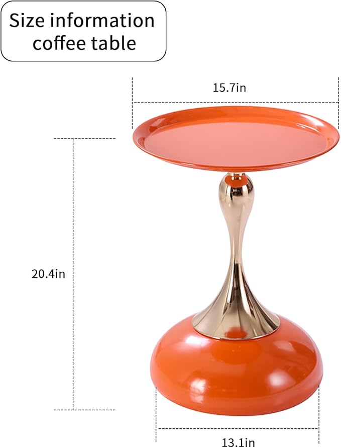 Sleek Hourglass Side Table - Stylish Modern Design Perfect for Living Rooms, Cafes, Dining Areas, Bedrooms, and Outdoors - Chic Decorative Accent (1, Hermes Orange)