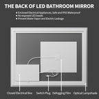 Koonmi 36x55 LED Bathroom Mirror, Backlit + Front Lit, LED Bathroom Mirror with Lights for Wall, 3 Colors, Anti-Fog, Dimmable Brightness, Memory Function, Tempered Glass