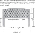 24KF Upholstered Tufted Button Velvet Headboard,Comfortable Fashional Headboard King/CA King Size,Gray