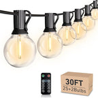 LED 30FT Outdoor String Lights with Remote Waterproof Patio Lights 27 Dimmable G40 Bulbs, Outdoor Globe String Lights Decorative Backyard Bistro Garden Balcony Cafe Lights