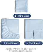 Twin Size 3 Piece Sheet Set - Comfy Breathable & Cooling Bed Sheets Set - Hotel Luxury Bedding for Women, Men, Kids, Teens, Boys & Girls - Deep Pockets, Ultra-Soft, Wrinkle Free - Oeko-Tex - Sky Blue