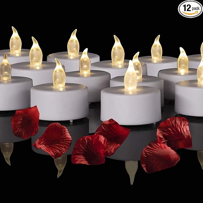 Battery Operated LED Tea Lights: 12PACK Flameless Votive Candles Lamp Realistic and Bright Flickering Holiday Gift Long Lasting 150Hours for Seasonal & Festival Celebration Warm White
