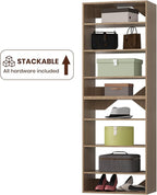 ROOMTEC 25.5" Shelf Short Tower Closet Unit, Modular Closet System with Shelf, Wardrobe Organizer for Bedroom or Walk-in Closet, Wall Mounted, Customizable Clothes Storage Unit, Wood