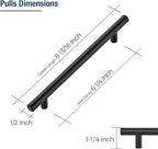 JOY DECOR 3 Pack Cabinet Handles, Black Cabinet Pulls, 6-1/4 in Hole Center Kitchen Hardware, Stainless Steel T Bar Handles for Dresser Drawers