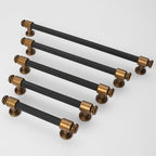 10 Pack 10 inch(254mm) Black and Antique Brass Kitchen Cabinet Handles Knurled Cabinet Pulls Black Drawer Pulls Kitchen Cabinet Hardware