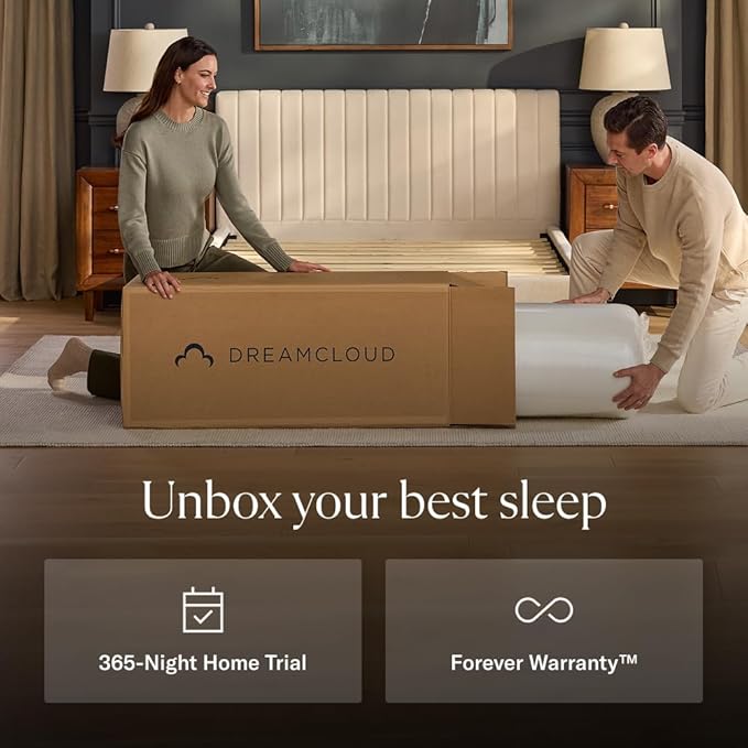 DreamCloud Luxe 14" California King Mattress - Luxury Hybrid Gel Memory Foam - 365 Night Trial - Fiberglass Free - Forever Warranty - Mattress in a Box - CertiPUR-US Certified
