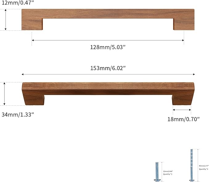 Walnut Square 5 in 8 pcs Wooden Drawer Pulls Handle pulls for cabinets Kitchen Cabinet Drawer pulls Cabinet Door Pull