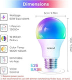 Linkind Smart Light Bulbs with Remote Control, Smart Bulb That Work with Alexa & Google Home, LED Light Bulbs Color Changing 64 Preset Scenes, A19 E26 2.4Ghz WiFi Light Bulbs Dimmable 60W 800lm 6 Pack