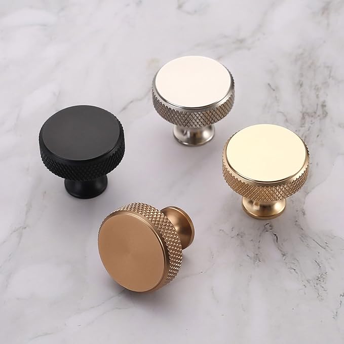 Asidrama 30 Pack Gold Kitchen Cabinet Knobs Knurled Dresser Knobs Drawer Knob Cabinet Hardware Aluminum Knob for Dresser Drawers