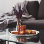 Amber Votive Candle Holder Set of 12, Glass Tea Lights Candle Holders for Home Table Centerpiece, Dinner Parties, Weddings Decor