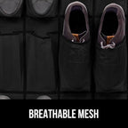 GORILLA GRIP Over the Door Shoe Organizer, 12 Large Breathable Mesh Pockets, Space Saving Hanging Storage Holder, 2 Hook Closet Rack Hanger, Hangs on Closets for Shoes, Accessories, 64H x 9.5W Black