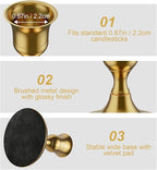 6PCS Brass Gold Taper Candle Holders, Vintage Metal Candlestick Holders for Dinner Room Table Centerpiece or Mantel Wedding Party Decor