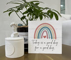 Inspirational Wood Signs, Wooden Box Sign Desk Decor, Positive Thinking Sign, Office Decor, Freestanding Decoration for Home Farmhouse, Housewarming Gift, Today is a Good Day for a Good Day