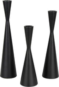 Vixdonos Taper Candlestick Holders Metal Candle Holders Set of 3 Table Decorative Candle Stand for Wedding, Dinning, Party,Home Decor (Matte Black)