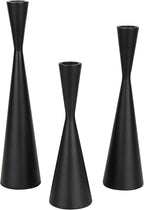 Vixdonos Taper Candlestick Holders Metal Candle Holders Set of 3 Table Decorative Candle Stand for Wedding, Dinning, Party,Home Decor (Matte Black)