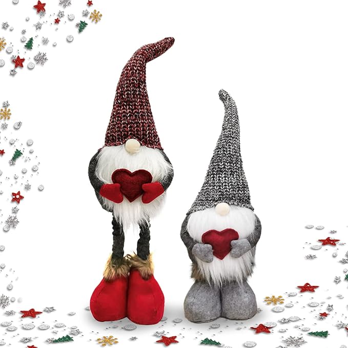Valentine's Day Wedding Day Gnome Plush Decoration - Retractable Leg Table Ornament for Festive Home Party Decor Gift