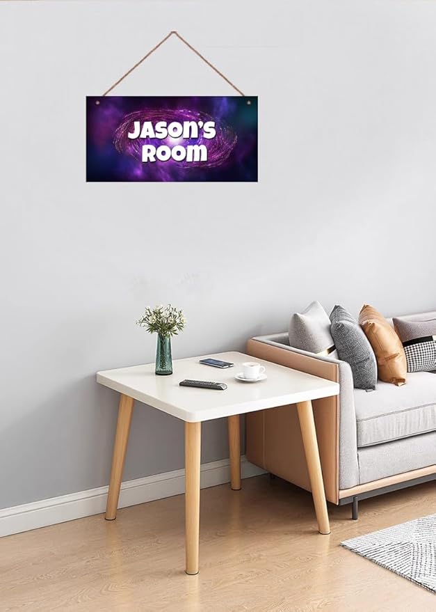 Personalized Sign Outer Space Theme Art Décor For Kids Room Custom Name Universe Door Wall Art Decor For Little Man Cave, Galaxy Nursery Art Plate For Boys Room Girls Bedroom