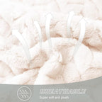 Exclusivo Mezcla Fleece Throw Blanket for Couch, 50x70 Inches Soft Cozy Jacquard Flannel Blankets, Lightweight Fuzzy Plush Warm Throws for Winter, Off White