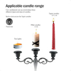 3 Candle Metal Candelabra – Candlesticks Holder for Formal Events, Wedding, Church, Holiday Décor, Halloween – Taper Candle Holder Stand Centerpiece Elegant Decoration Piece for Table,Brass