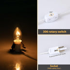 Accessory Cord with One Clear Light Bulb, 6 Feet UL Listed White Cord with On and Off Switch Plugs - Perfect for Holiday Decorations and Craft Projects, 2 Pack