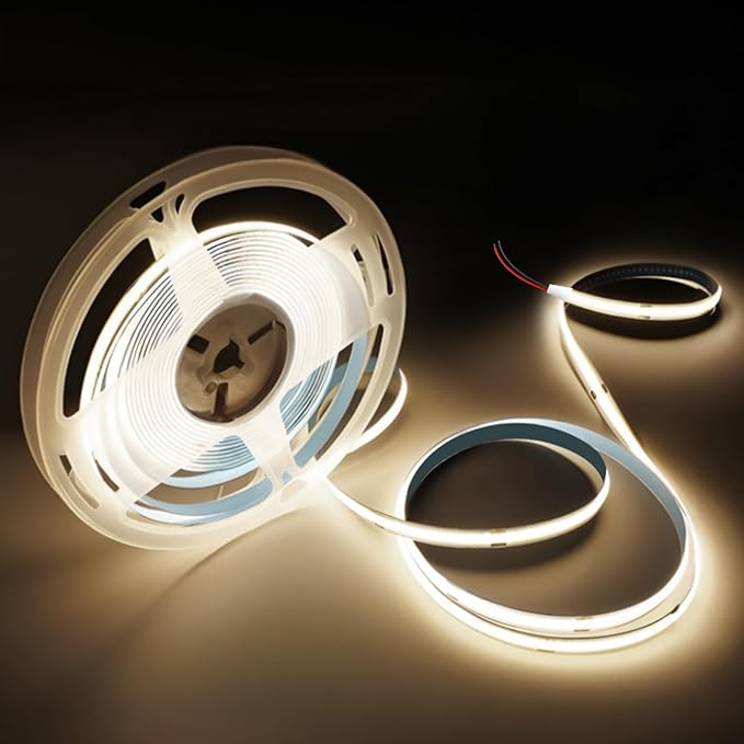 COB LED Strip Lights Neutral White 4000K,16.4ft 24V High CRI 95Ra+ Super Bright,Flexible Tape Lights for Bedroom,Mirror,Kitchen Cabinet, Living Room(Power Supply Not Included)