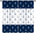 Anchor Pattern Curtains, Nautical Theme Navy Blue White Anchor Sea Life Adventure Print Blackout Window Treatments for Living Room Boys Men's Bedroom 42x54 Inch