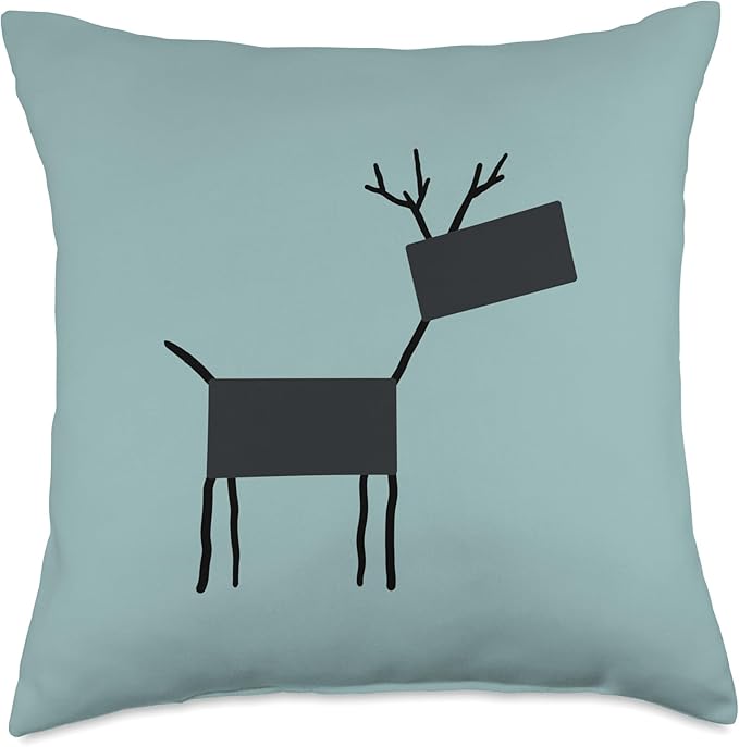 Cute Scandinavian Animals Designs Chic Deer Moose Scandinavian Elk Minimalism Reindeer Throw Pillow, 18x18, Multicolor