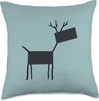 Cute Scandinavian Animals Designs Chic Deer Moose Scandinavian Elk Minimalism Reindeer Throw Pillow, 18x18, Multicolor