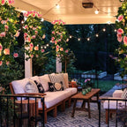 RECUTMS Hanging Flowers Artificial Rose Flower 2PCS 3.3Ft for Outdoors with 30 LED Fairy String Lights Fake Outdoor (Pink)