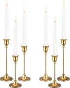 Candle Holders,Set of 6 Candlestick Holders for Taper Candles, Brass Gold Modern Decorative Candle Stick Holder for Table, Mantel, Wedding, Dinning, Housewarming Gift(Candles are not Included)