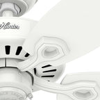 Hunter 52 inch Indoor Ceiling Fan No Light with Pull Chain - White Ceiling Fan without Light, Standard Mount, 5 Blades, For Bedroom, Living Room, or Kitchen - Builder Elite 53240, Snow White