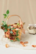 Ling's moment Artificial Flowers Fake Silk Roses Faux Foam Dahlia Combo for DIY Wedding Bouquets Centerpieces Arrangements Bridal Shower Party Home Decorations, Amber & French Orange, 24pcs