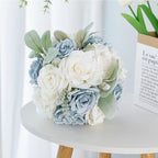Artificial Rose Wedding Bouquets - Ribbon Faux Bridal Bouquets for Bride & Bridesmaid - Holding Flower for Wedding Decor