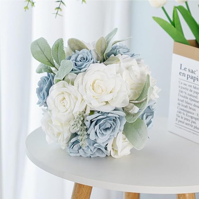 Artificial Rose Wedding Bouquets - Ribbon Decor for Bride & Bridesmaid
