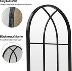 ironsmithn Arched Window Mirror, 31.5"x19.7" Grid Mirrors, Windowpane Mirrors, Black Metal Wall Mirror for Decor Living Room Fireplace Entryway Bedroom Hallway