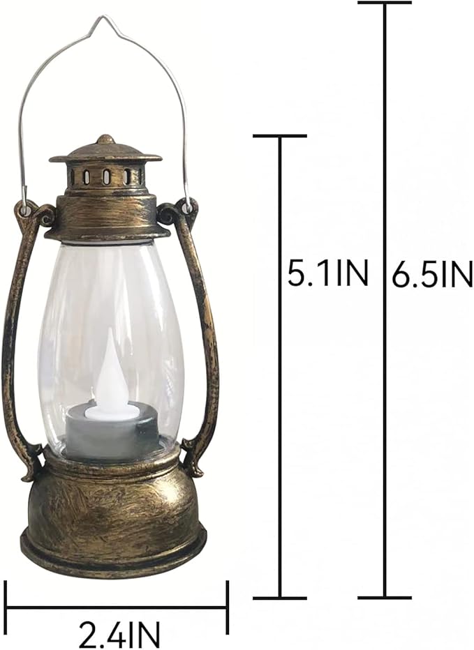 Mini Lanterns (6 Pcs-5.1in) Small Lantern Decorative Indoor Outdoor Hanging Ornaments LED Candle Lights Decorative Home Decor for Weddings Western Camping Party Halloween Christmas Decorations