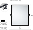 Black Metal Framed Pivot Rectangle Bathroom Mirror Tilting Beveled Vanity Mirrors for Wall, Overall 23.9 x 24 inches (Mirrror 20 x 24 inches)
