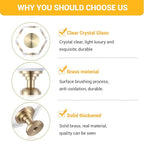 24-Pack Brass Base Crystal Drawer Knobs,Glass Crystal Gold Cabinet Knobs,1-5/16-Inch Hexagon,Kitchen Hardware Pulls, Modern Bathroom Hardware knob