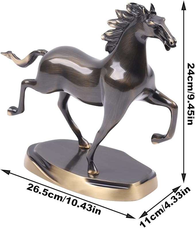 Brass Running Horse Statue Handmade Horse Figurines, Scandinavian Luxury Office Living Room Decor Horse Art Sculpture Animals - For Desktop Coffee Table Shelves Entrance Tables Fireplaces Decor